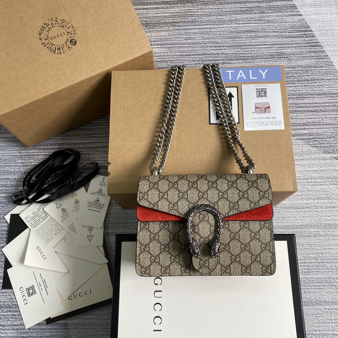 Gucci Dionysus GG Supreme Mini Bag Shoulder Bag 421970 Red